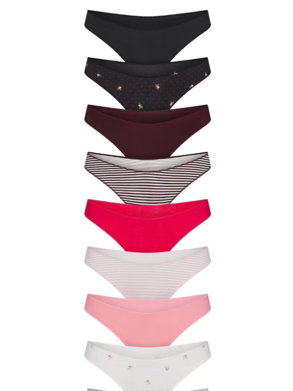 SKIMS LIGHTWEIGHT COTTON THONG 10-PACK | MICRO DOT FLORAL MULTI